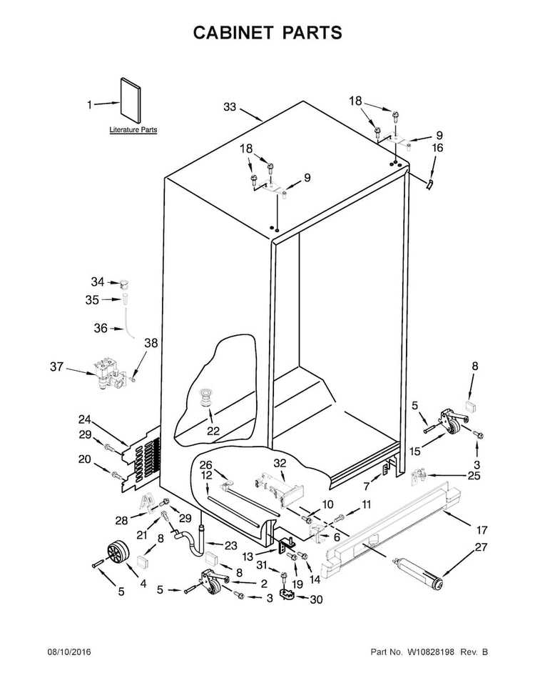 Cabinet Parts Diagram and Parts List for ASD2575BRB03  Amana Refrigerator