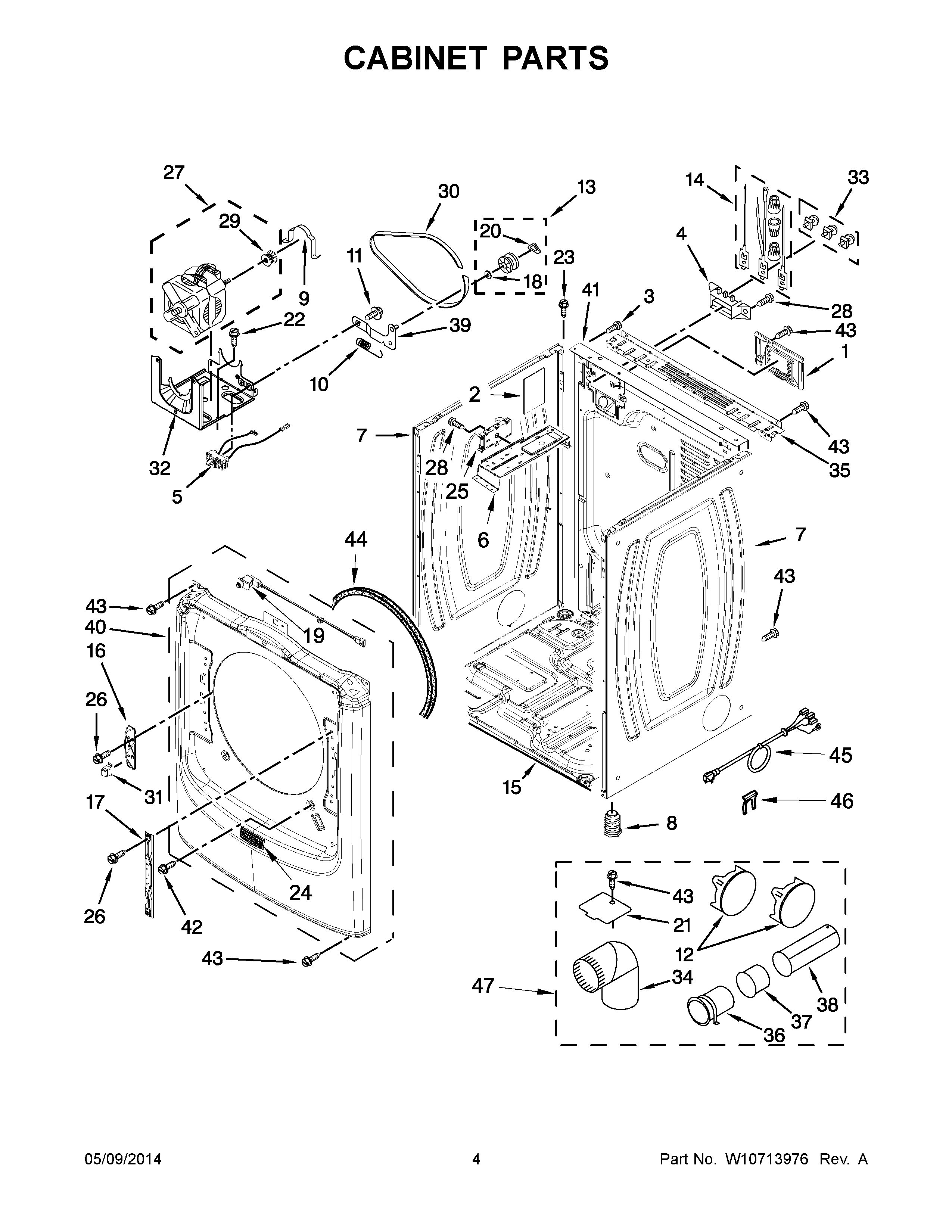 03 - CABINET PARTS Diagram and Parts List for YMED5100DC0  Maytag Dryer