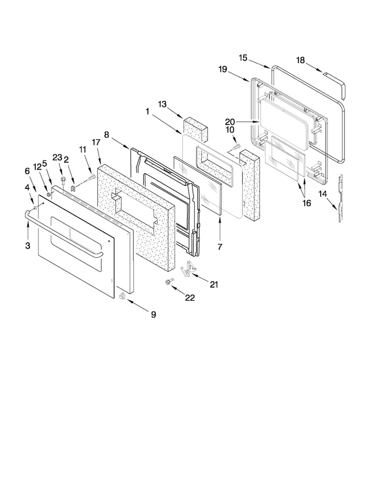 Upper Oven Door Parts Diagram and Parts List for CWE5800ACE28  Maytag Wall Oven