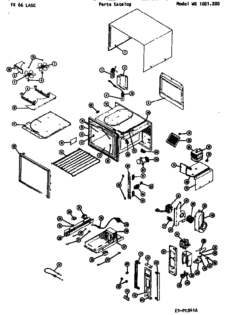 Replacement Parts Diagram and Parts List for WG1021200  Amana Microwave