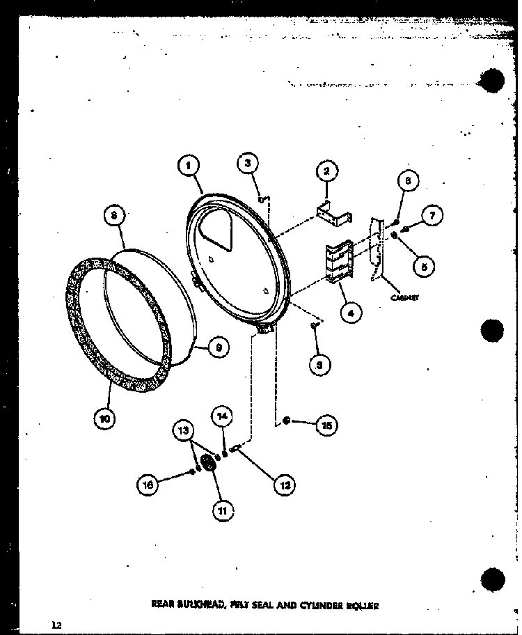 Rear Bulkhead Diagram and Parts List for TGA800 P75752-6W Amana Dryer