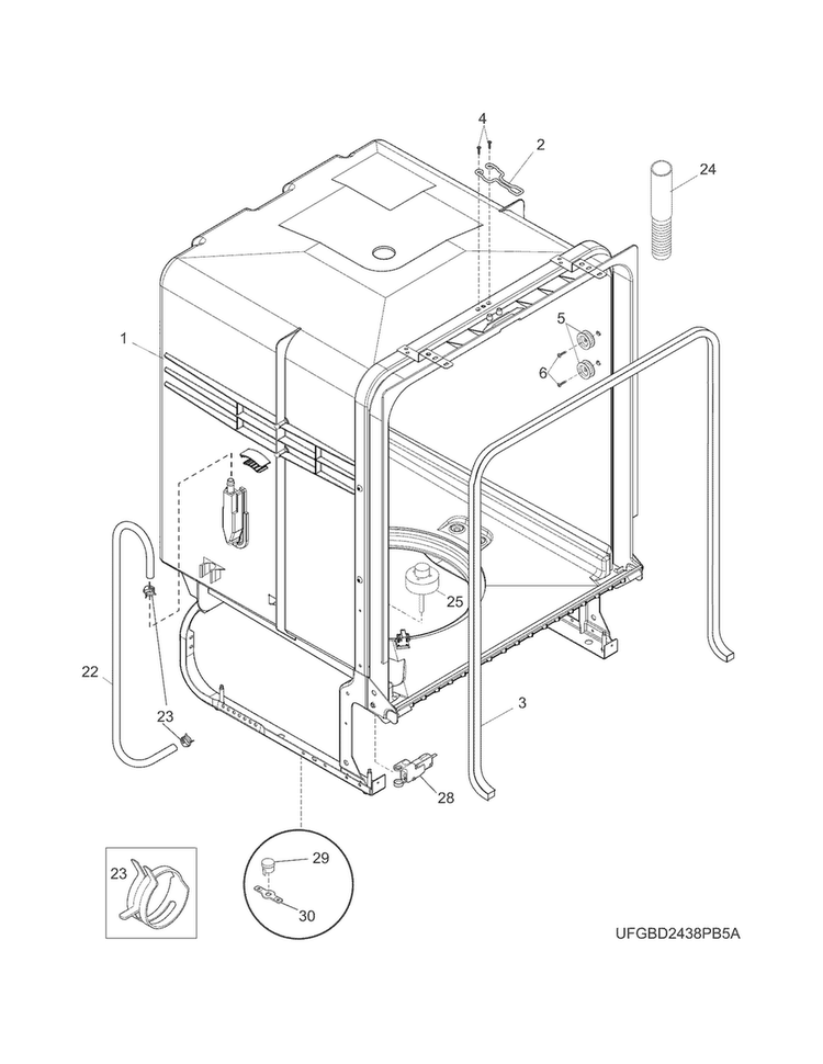 Tub Diagram and Parts List for CDB900NS3A  Crosley Dishwasher