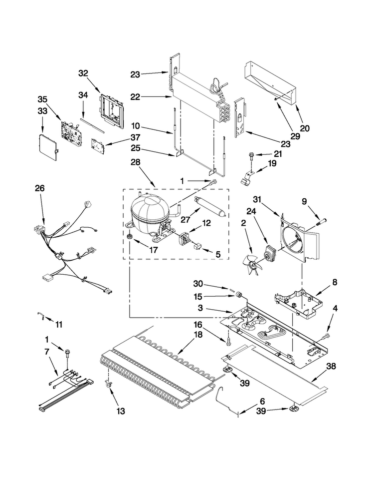 Unit Parts Diagram and Parts List for JFC2290VTB2  Jenn-Air Refrigerator