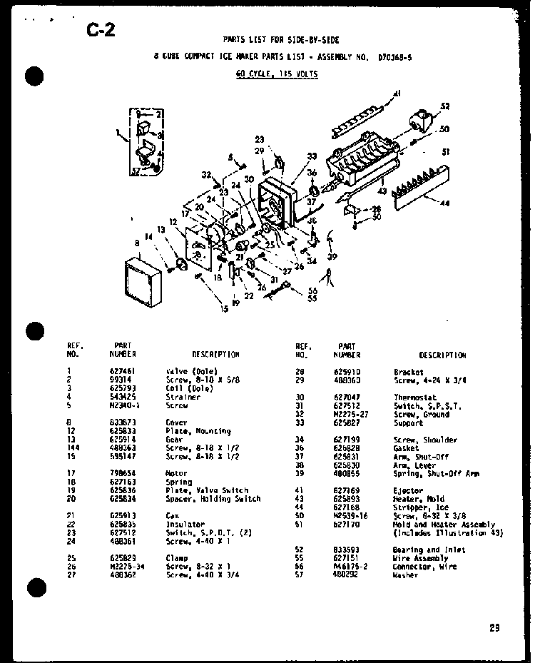8 Cube Compact Ice Maker Diagram and Parts List for SRI22E-1-C-P74870-26WC  Amana Refrigerator