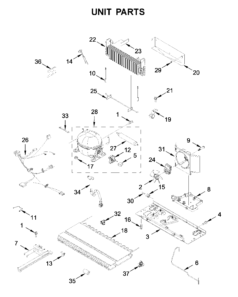 Unit parts Diagram and Parts List for MFI2269FRB02  Maytag Refrigerator