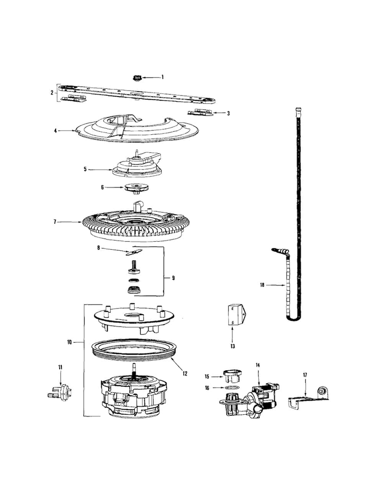 Pump & Motor Diagram and Parts List for MDBH965AWW1  Maytag Dishwasher