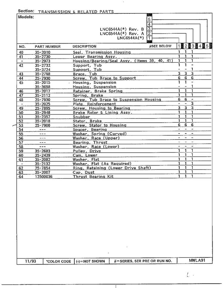 Transmission And Related Parts Page 3 Diagram and Parts List for 6544A  Norge Washer