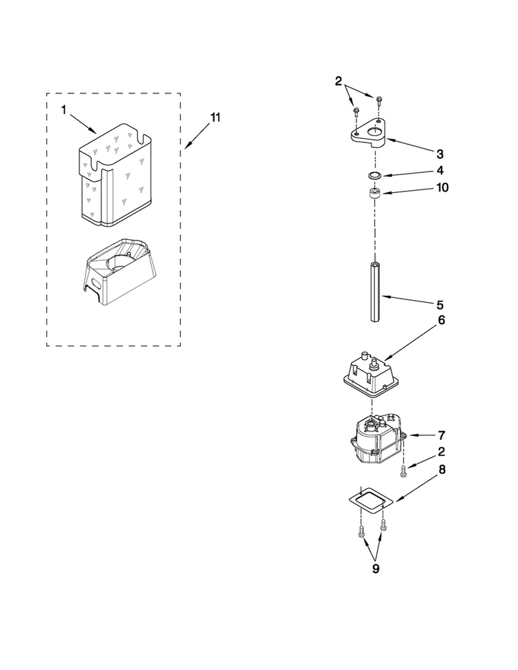 Motor And Ice Container Parts Diagram and Parts List for MSF22C2EXM01  Maytag Refrigerator