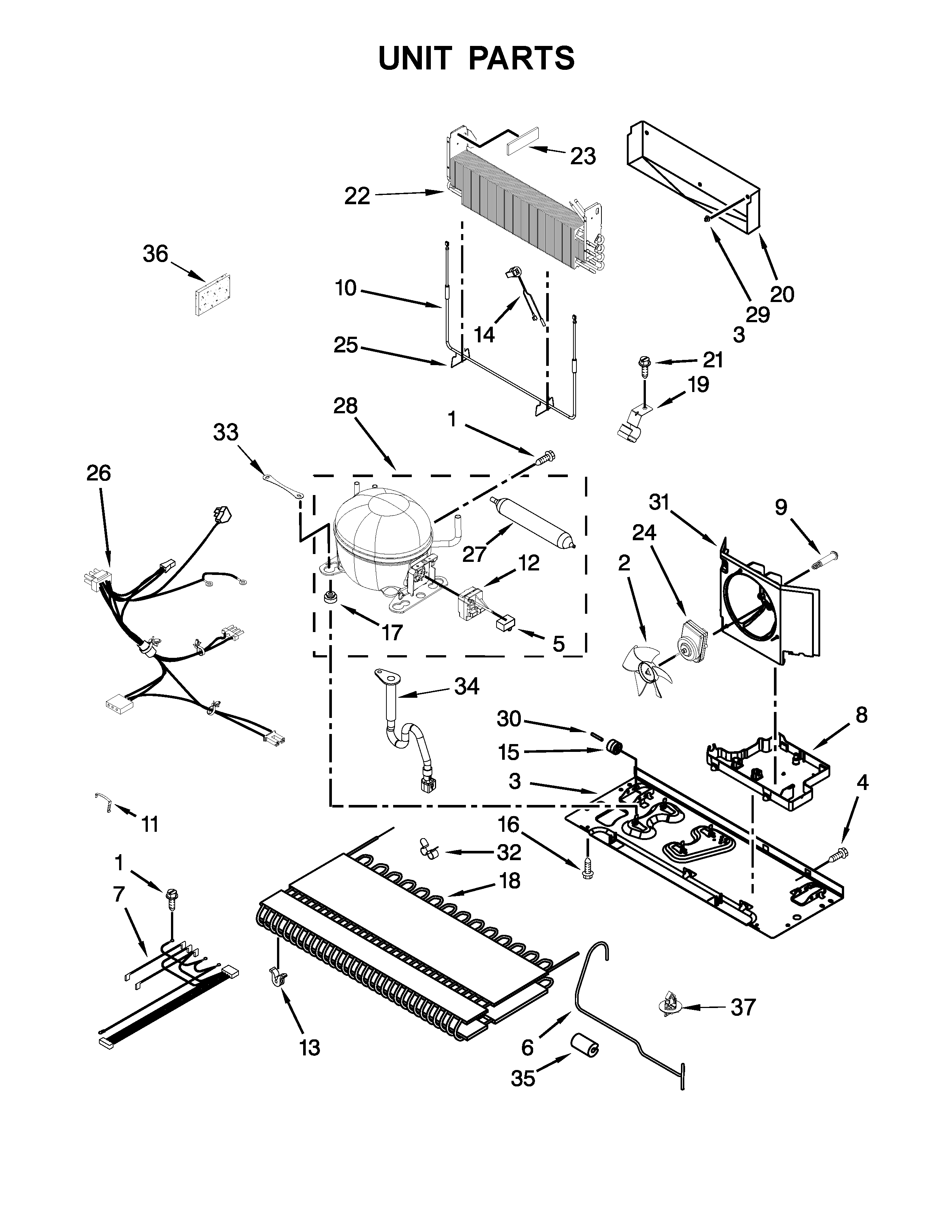 Unit Parts Diagram and Parts List for MFI2269DRM01  Maytag Refrigerator