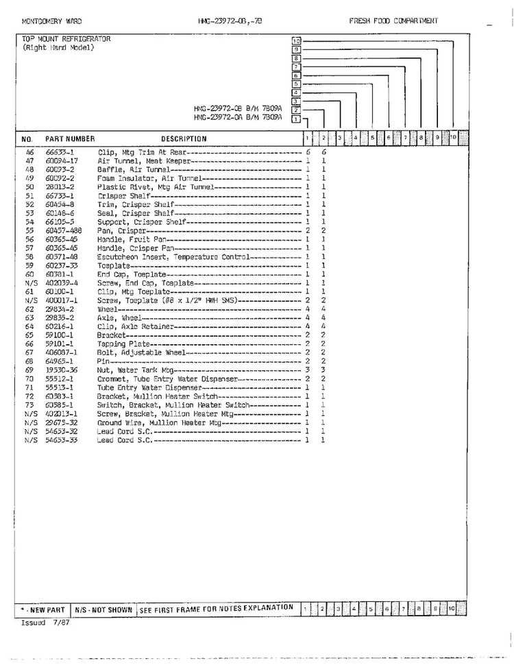Fresh Food Compartment Page 3 Diagram and Parts List for 23972B  Admiral Refrigerator