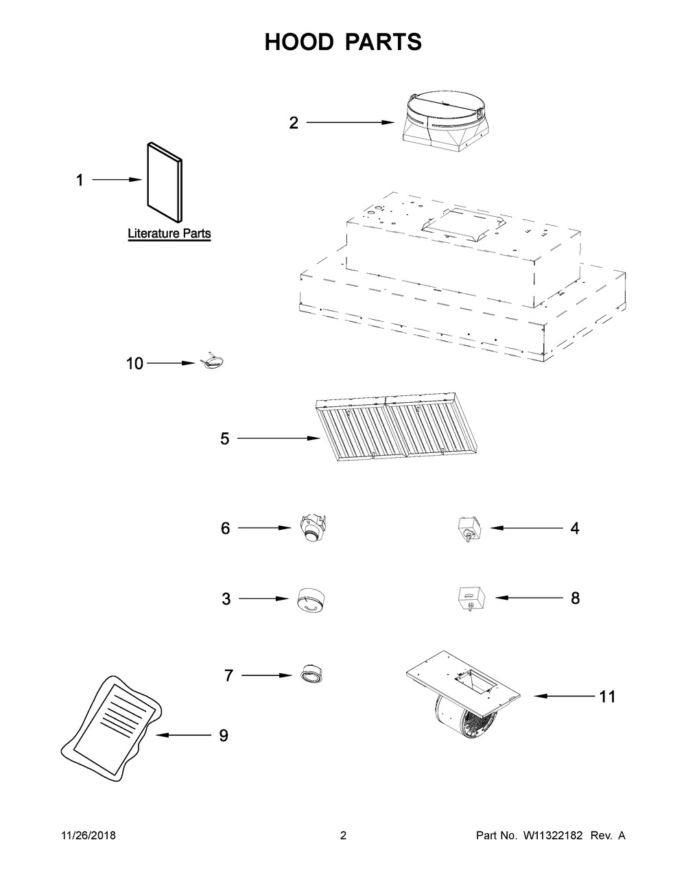 Hood Parts Diagram and Parts List for JXL6536HSS0  Maytag Range Hood