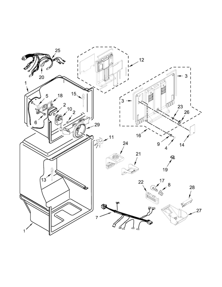 Liner Parts Diagram and Parts List for ART348FFFB00  Amana Refrigerator