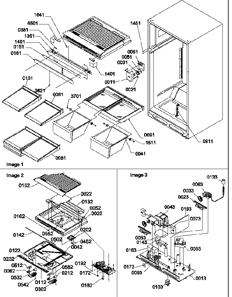 Interior Cabinet And Drain Block Assembly Diagram and Parts List for TR525VW-P1322701WW  Amana Refrigerator
