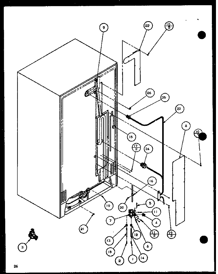 CABINET BACK Diagram and Parts List for 36568 P1115504W Litton Refrigerator