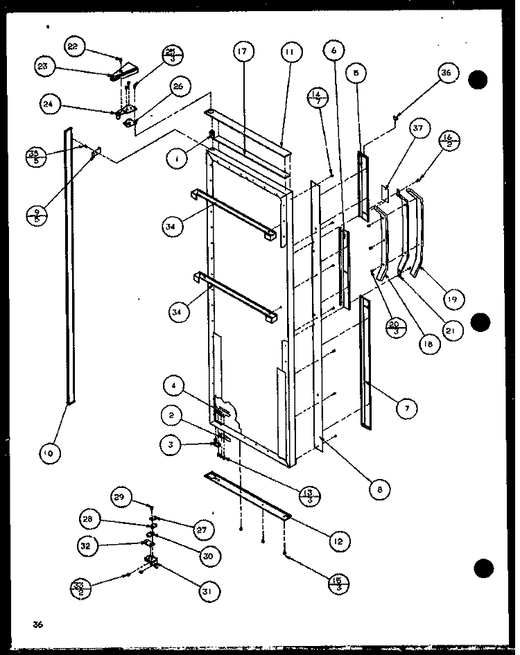 REF DOOR Diagram and Parts List for 36571 P1115506W Litton Refrigerator