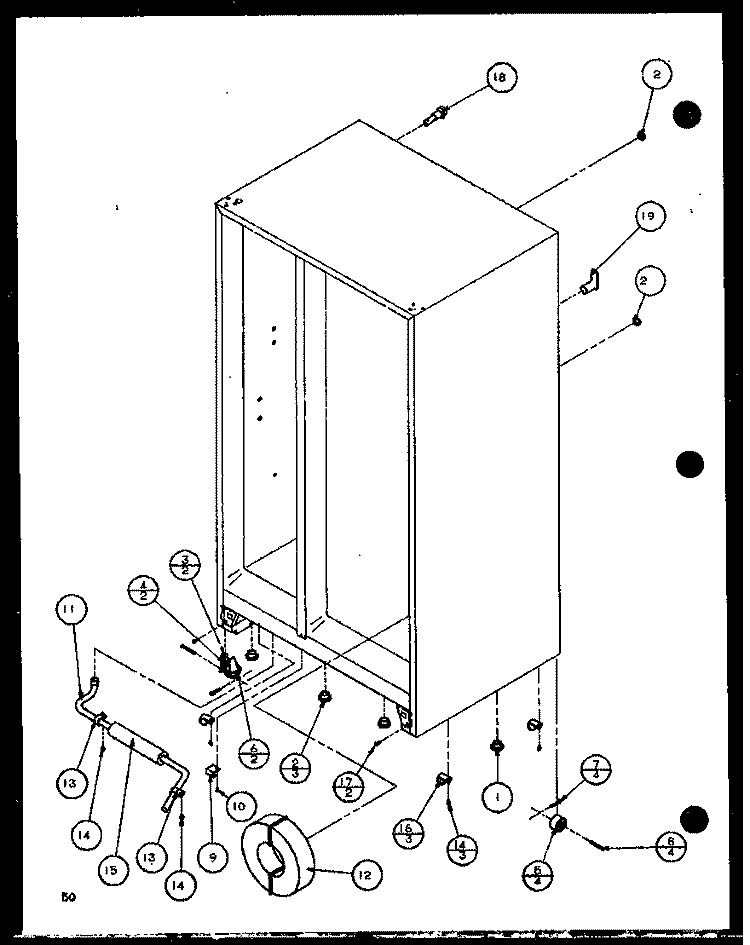 DRAIN AND ROLLERS Diagram and Parts List for 36571 P1115506W Litton Refrigerator