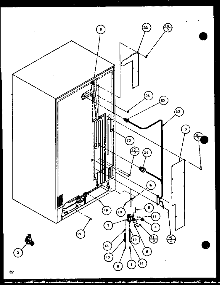 CABINET BACK Diagram and Parts List for 36571 P1115506W Litton Refrigerator