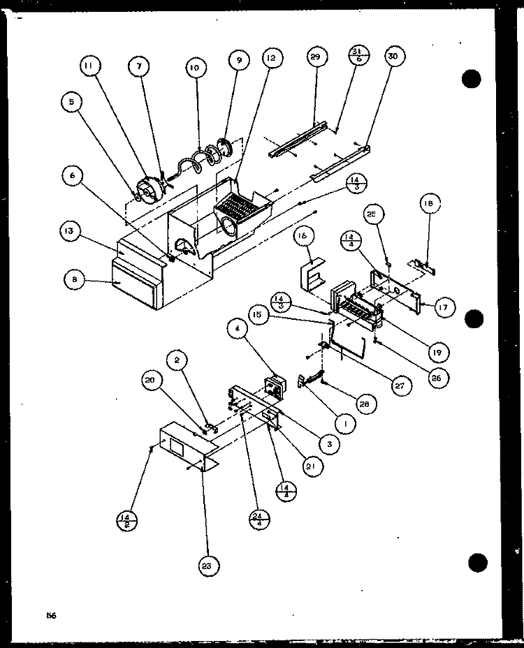 ICE BUCKET AND ICE MAKER Diagram and Parts List for 36571 P1115506W Litton Refrigerator