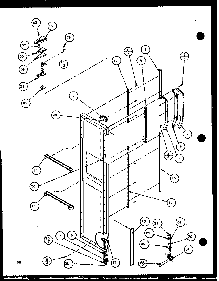 FZ DOOR Diagram and Parts List for 36261 P1115702W Kenmore Refrigerator