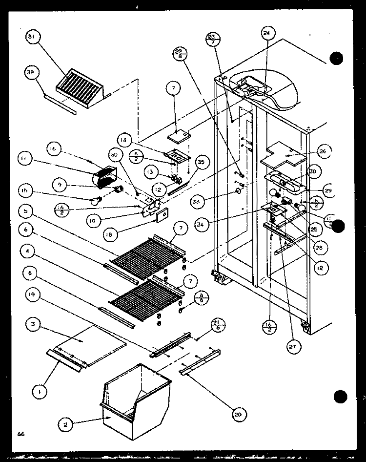 FZ SHELVING AND REF LIGHT Diagram and Parts List for 36261 P1115702W Kenmore Refrigerator