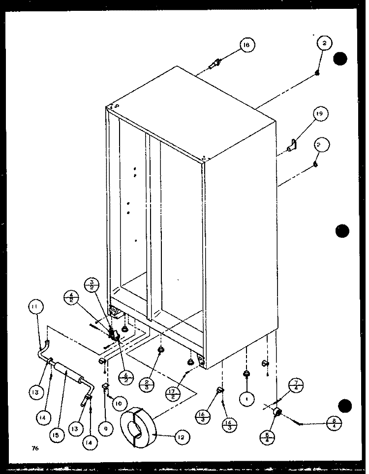 DRAIN AND ROLLERS Diagram and Parts List for 36261 P1115702W Kenmore Refrigerator