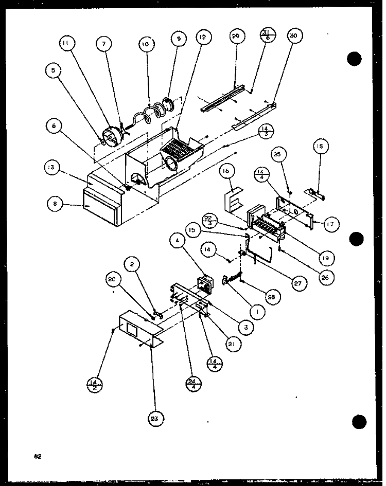 ICE BUCKET AND ICE MAKER Diagram and Parts List for 36261 P1115702W Kenmore Refrigerator