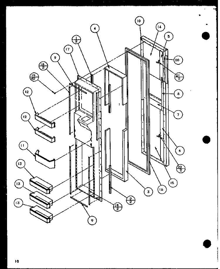 FZ DOOR Diagram and Parts List for SCD19J P1116701W Amana Refrigerator