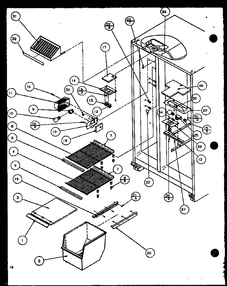 FZ SHELVING AND REF LIGHT Diagram and Parts List for SCD19J P1116701W Amana Refrigerator