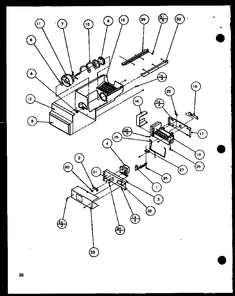 ICE BUCKET AND ICE MAKER Diagram and Parts List for SCD19J P1116701W Amana Refrigerator