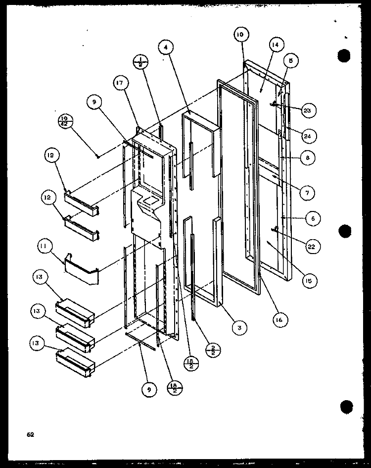 FZ DOOR Diagram and Parts List for SCD25J P1116302W Amana Refrigerator