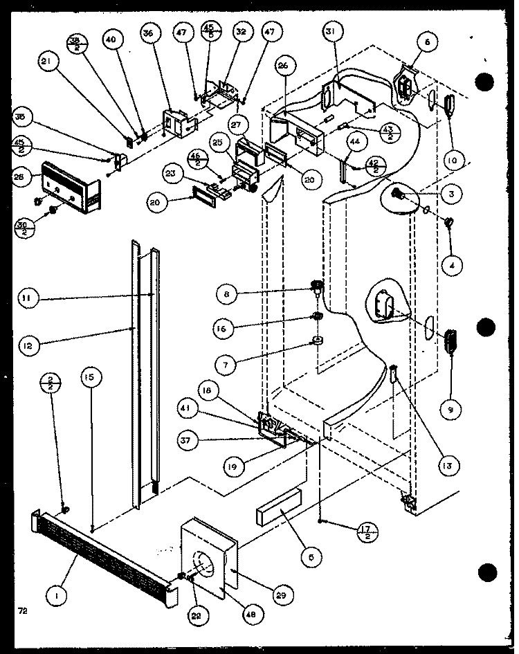 REF / FZ CONTROLS AND CABINET PART Diagram and Parts List for SCD25J P1116302W Amana Refrigerator