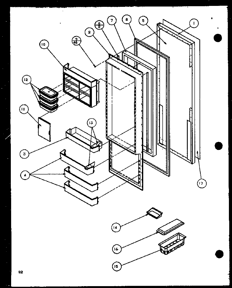 REF DOOR Diagram and Parts List for SCD25JP P1116306W Amana Refrigerator