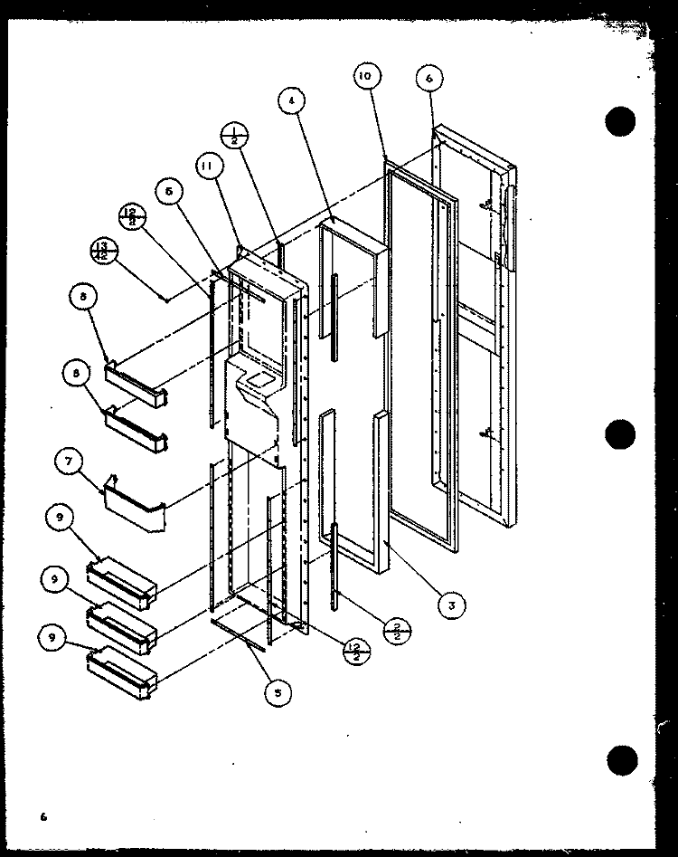 FZ DOOR Diagram and Parts List for 1999CIWW P1121502W W Amana Refrigerator