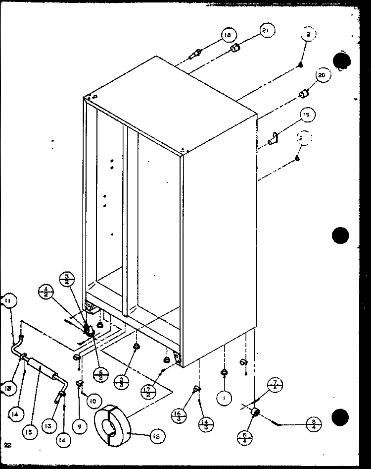 DRAIN AND ROLLERS Diagram and Parts List for 1999CIWW P1121502W W Amana Refrigerator