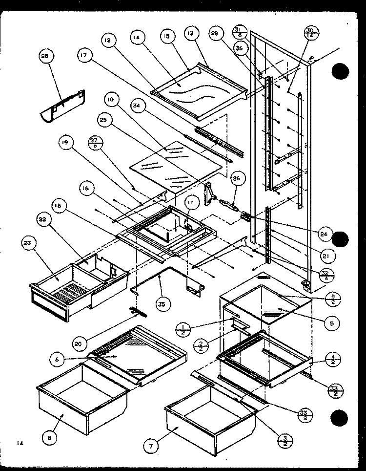 REF SHELVING AND DRAWERS Diagram and Parts List for SZ22MBW P1120610W W Amana Refrigerator