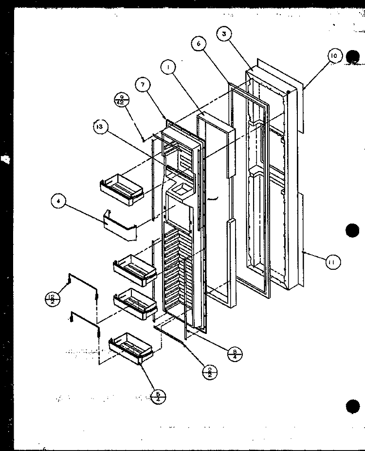 FZ DOOR Diagram and Parts List for SZDE27KBL P1110602W L Amana Refrigerator