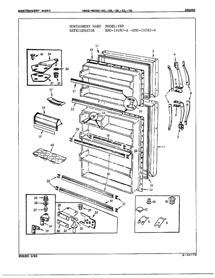 Doors/miscellaneous Diagram and Parts List for 19282B  Admiral Refrigerator