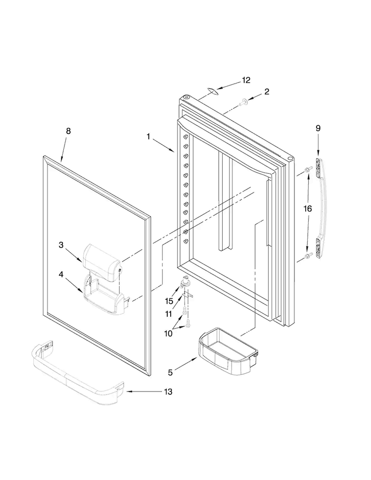 Refrigerator Door Parts Diagram and Parts List for MBF1958XES0  Maytag Refrigerator
