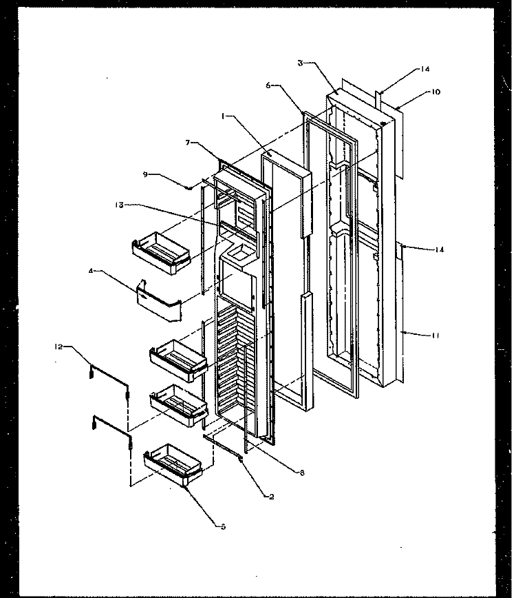 FZ DOOR Diagram and Parts List for SXDE27NE P1162206W E Amana Refrigerator