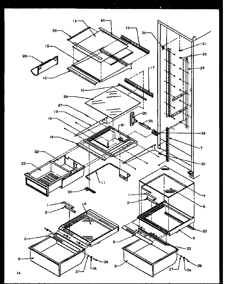 REF SHELVING AND DRAWERS Diagram and Parts List for SXDE27NE P1162206W E Amana Refrigerator