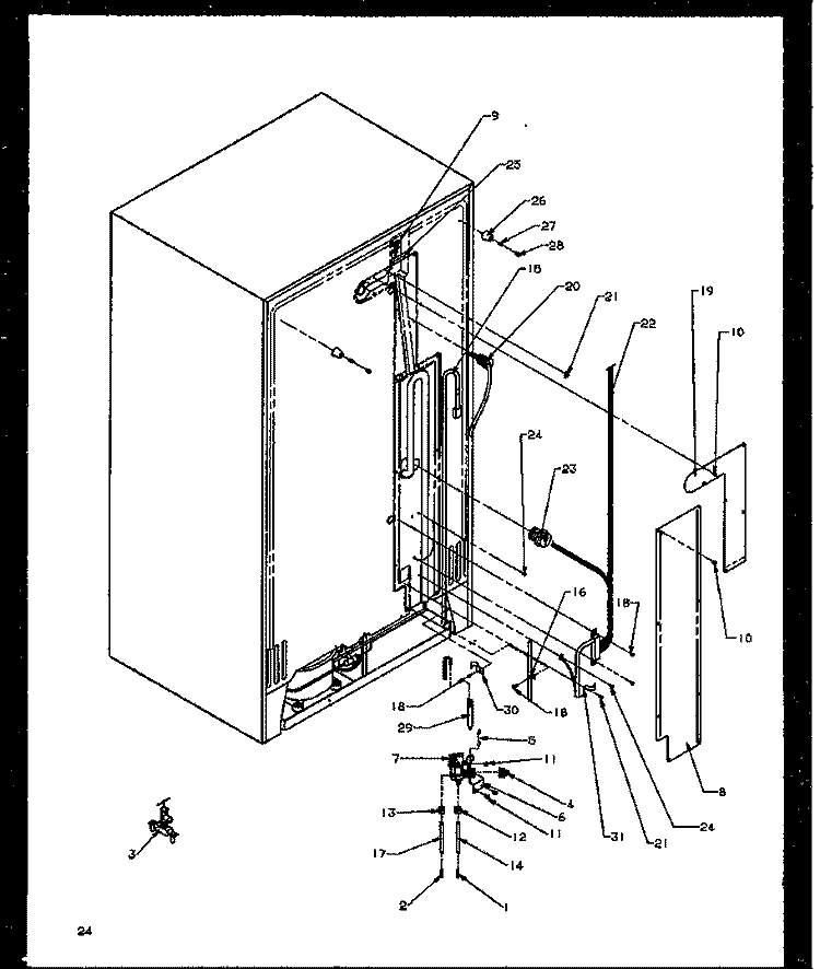 CABINET BACK Diagram and Parts List for SXDE27NE P1162206W E Amana Refrigerator
