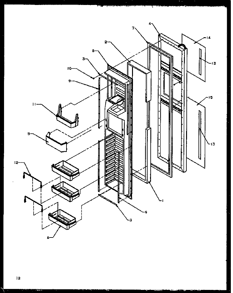 FZ DOOR Diagram and Parts List for SXD22NG P1162405W G Amana Refrigerator