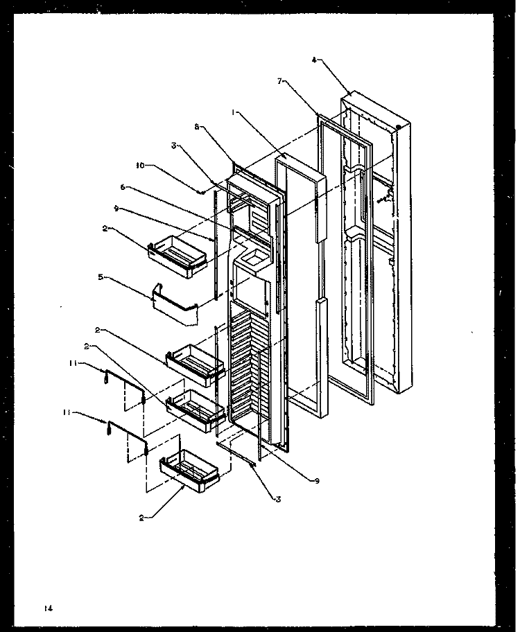 FZ DOOR Diagram and Parts List for SXD27NE P1162408W E Amana Refrigerator