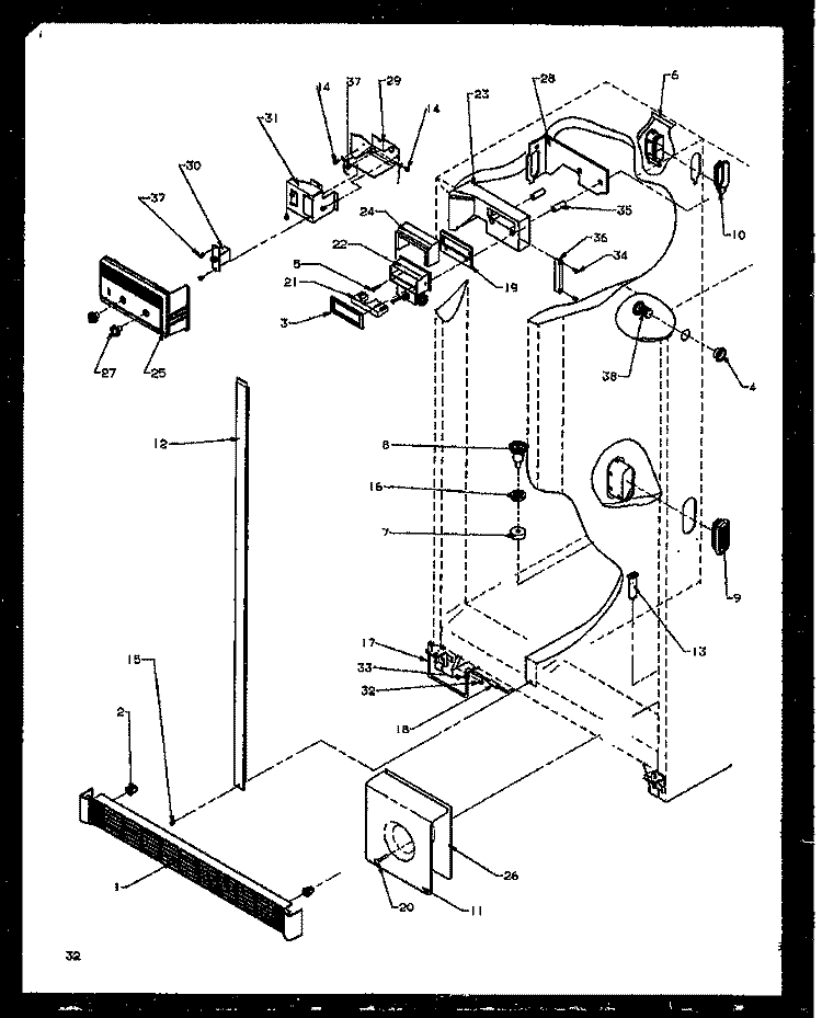 REF / FZ CONTROLS AND CABINET PARTS Diagram and Parts List for SXD22NG P1162405W G Amana Refrigerator