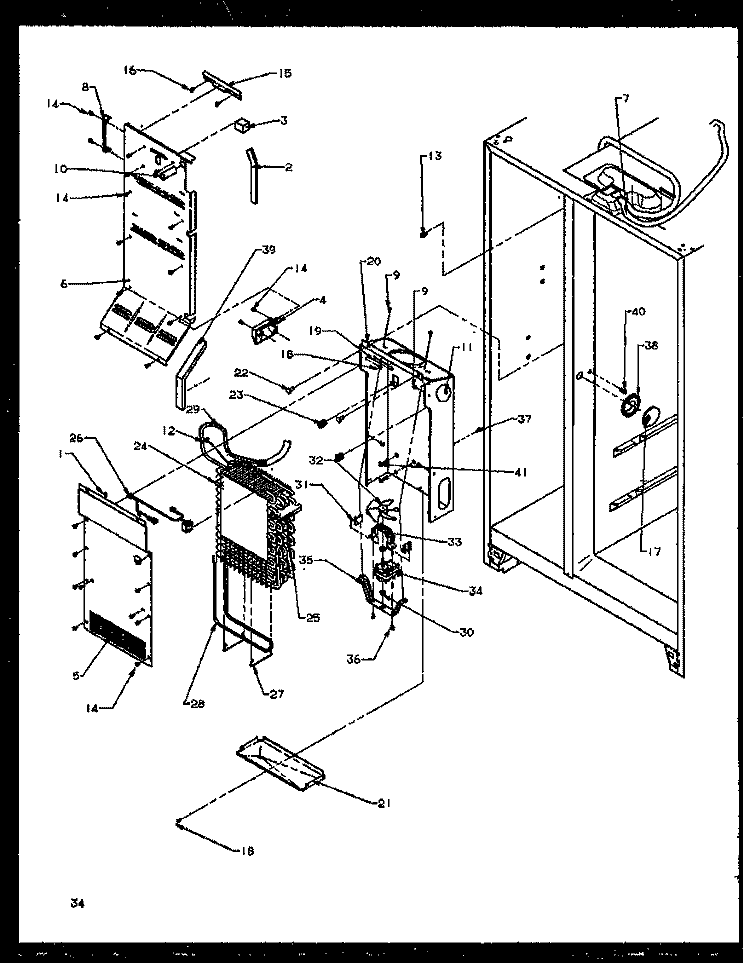 EVAP AND AIR HANDLING Diagram and Parts List for SXD22NG P1162405W G Amana Refrigerator