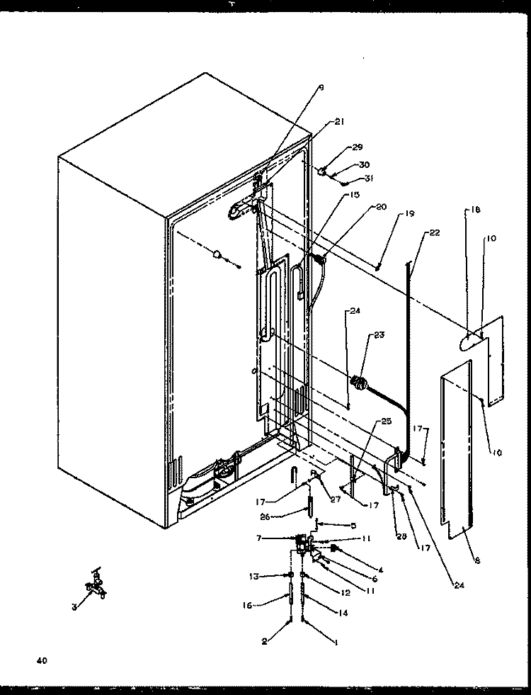 CABINET BACK Diagram and Parts List for SXD22NG P1162405W G Amana Refrigerator