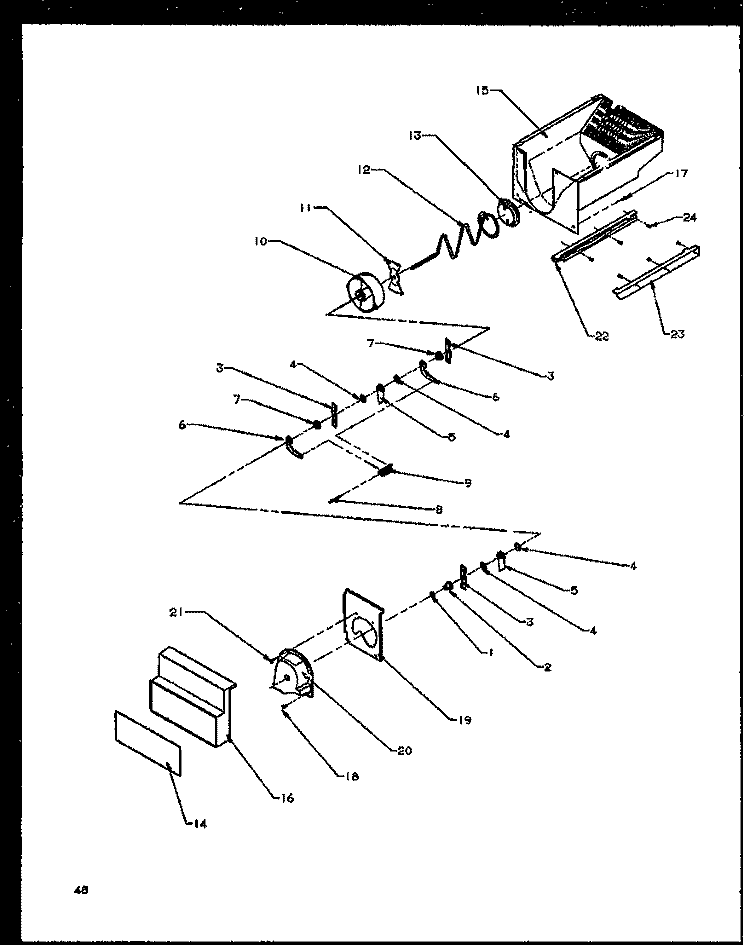 CRUSHED ICE BUCKET Diagram and Parts List for SXD22NG P1162405W G Amana Refrigerator