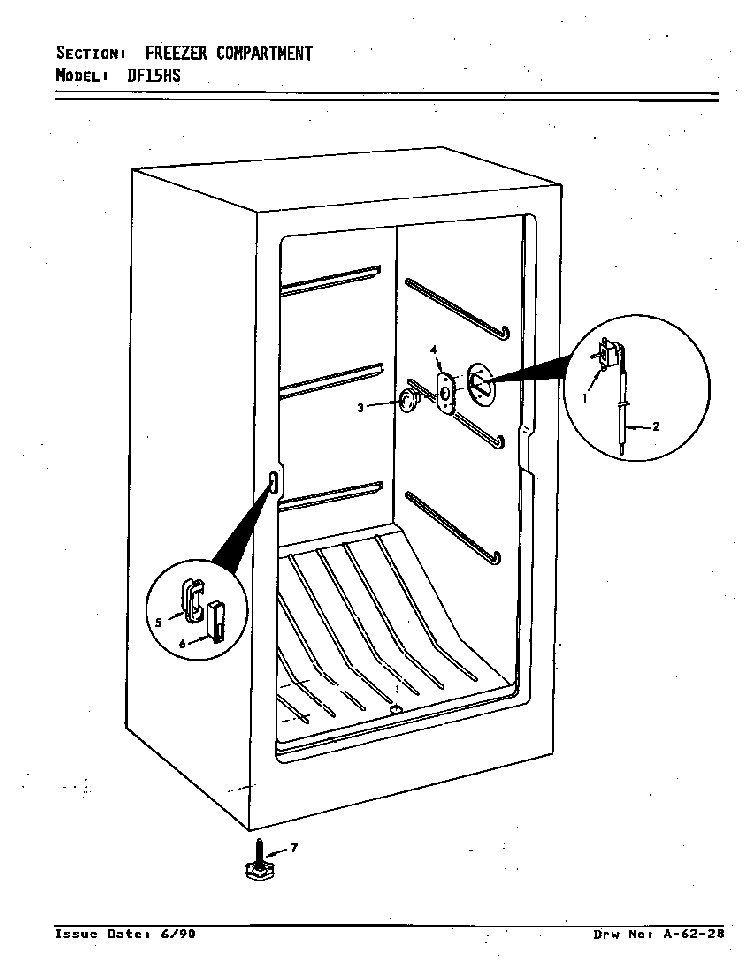 Freezer Compartment Diagram and Parts List for DF15HS V5ZUL Maytag Refrigerator