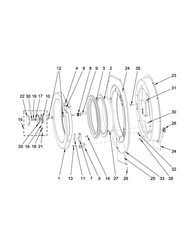 Door Parts Diagram and Parts List for MXS25PNATS  Maytag Washer