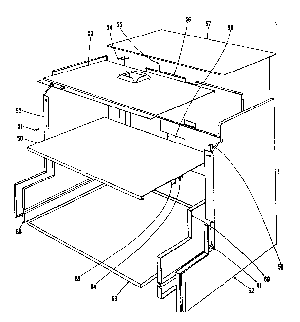 Main Structure Section Diagram and Parts List for 1019016540  Kenmore Range